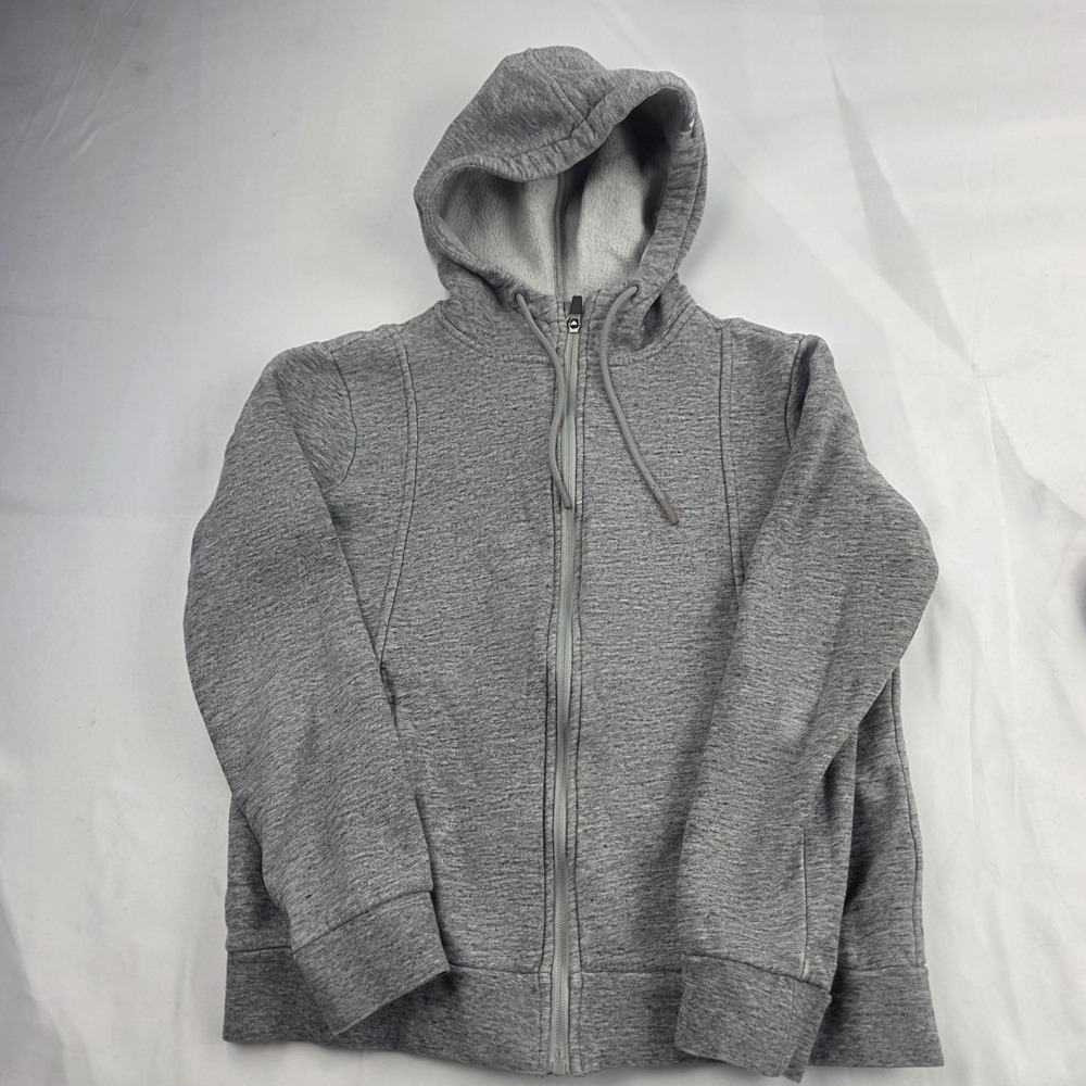 FIGS Hoodie Womens Small Gray Fleece Lined Full Zip Pockets Long Sleeve Logo